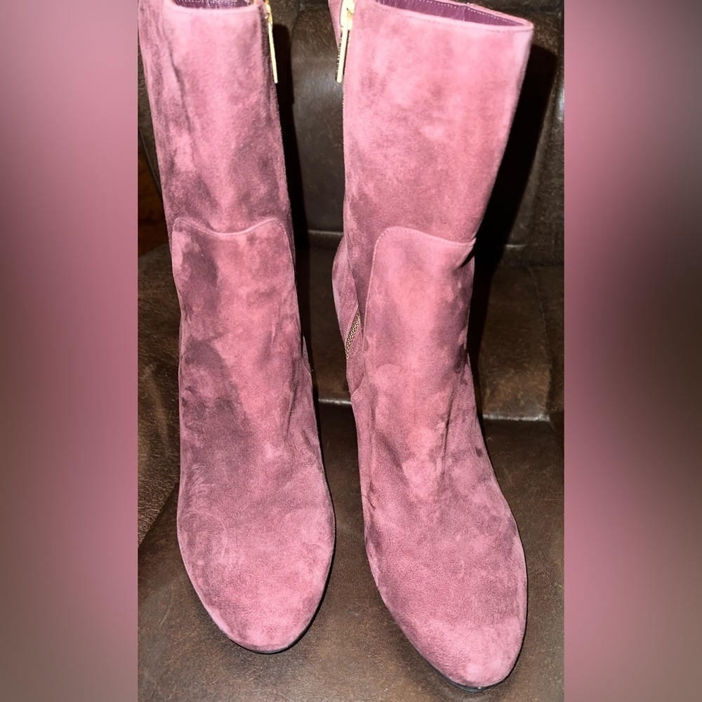 Michael Kors Burgundy Suede Booties Size 10 - Picture 2 of 7